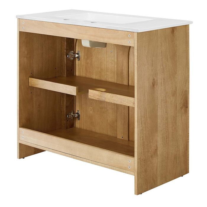 Modway Appia 36" Bathroom Vanity, Oak/White