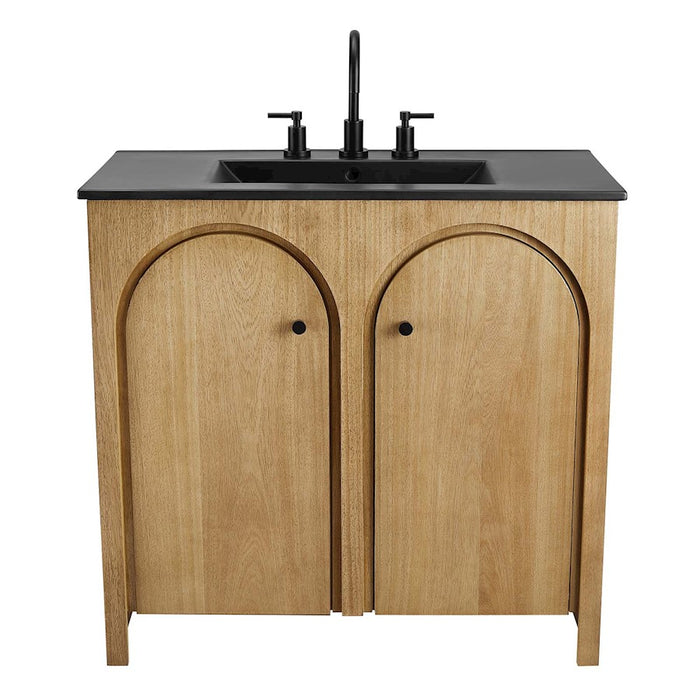 Modway Appia 36" Bathroom Vanity, Oak/Black