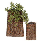 Melrose International Woven Rattan Wall Basket, Set of 2, Brown - 13066DS