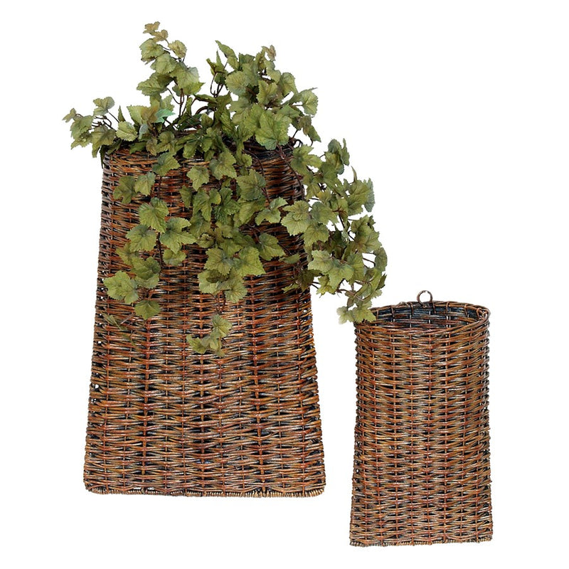 Melrose International Woven Rattan Wall Basket, Set of 2, Brown - 13066DS