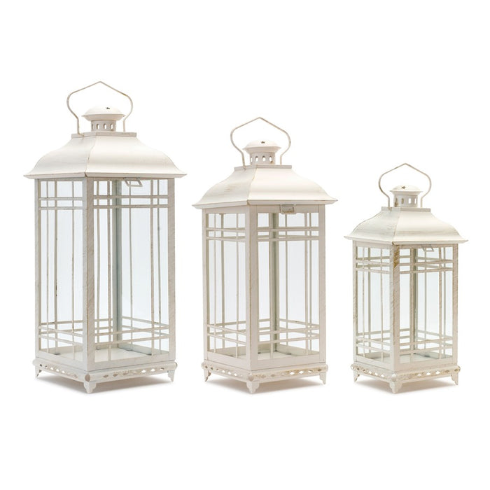 Melrose International Traditional Ivory Metal Lantern, Set of 3 - 28076DS