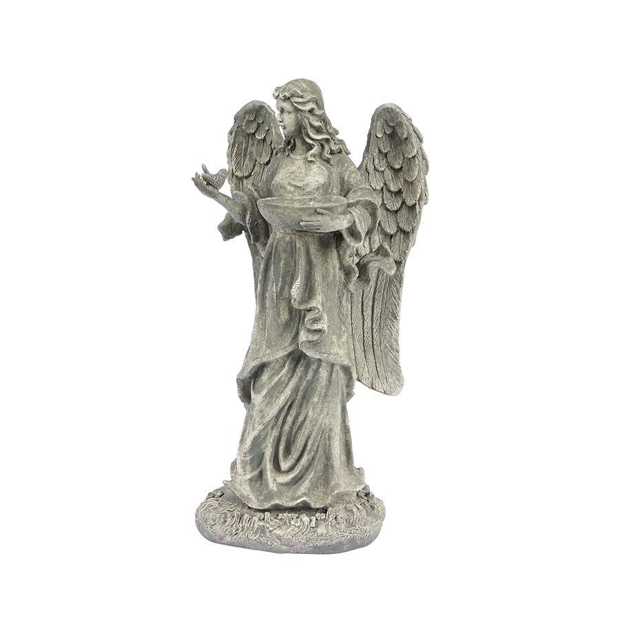 Melrose Garden Angel Statue/Birdfeeder or Bath Bowl 23"H, Grey - 38452DS
