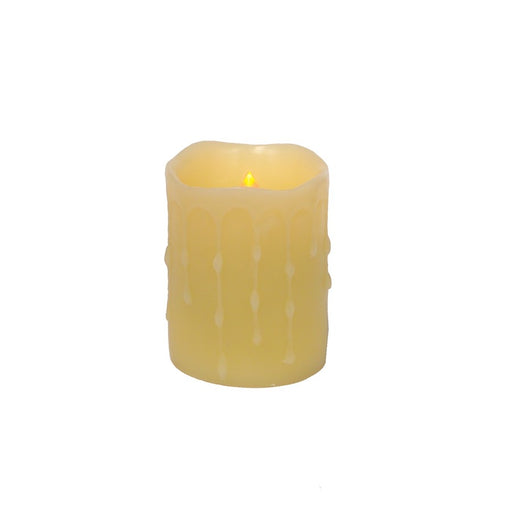Melrose LED Dripping 4"H Wax Pillar Candles, Set of 4, Yellow