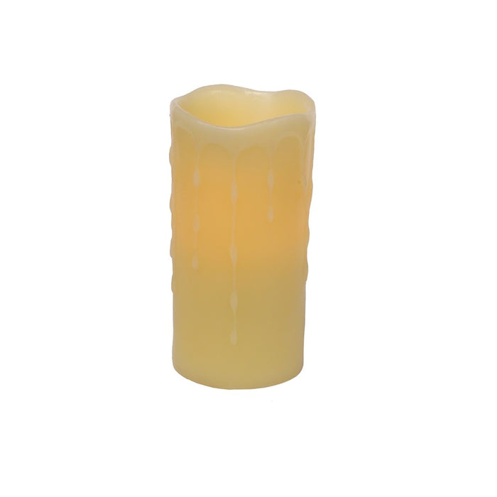 Melrose LED Dripping 6"H Wax Pillar Candles, Set of 4, Yellow