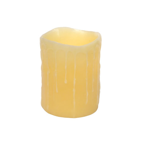 Melrose Int. LED Dripping Wax Pillar Candles, Set of 3, Yellow