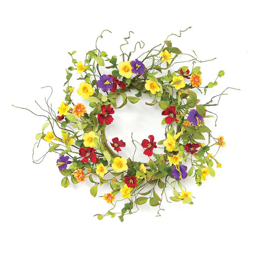 Melrose International Summer Garden Trumpet Wreath 20"D, MulticoloRed - 42021DS