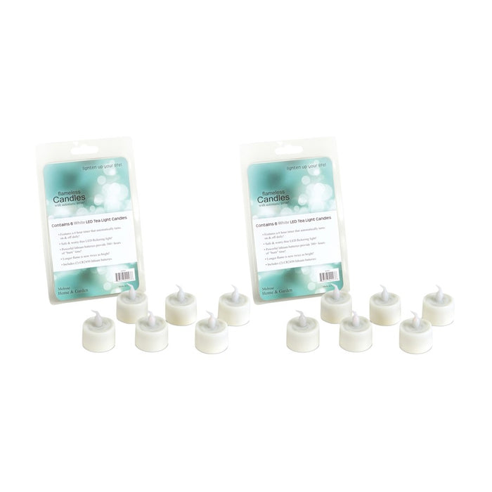 Melrose Int. LED Flicketing Tea Light Candle, Set of 12, White - 42097DS