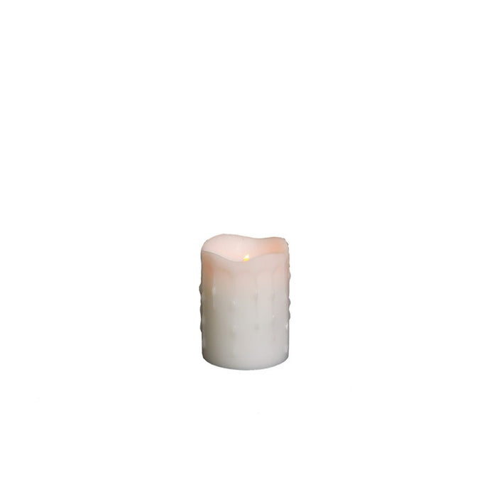 Melrose LED Dripping 4" H Wax Pillar Candles, Set of 4, White