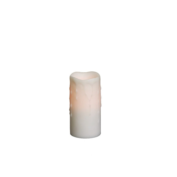 Melrose LED Dripping 6"H Wax Pillar Candles, Set of 4, White