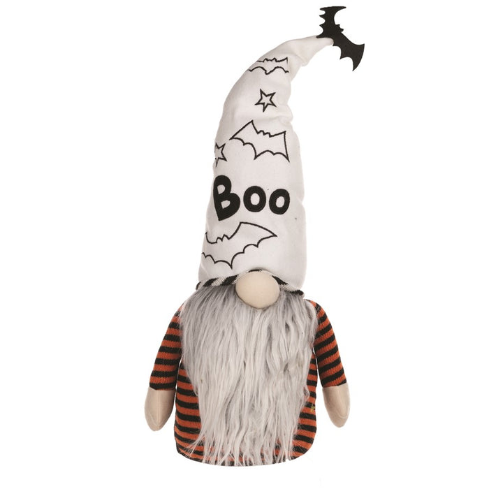 Melrose Plush Halloween Ghost Gnome Shelf Sitter 24"H, Grey/Black - 45671DS