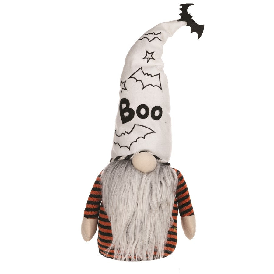 Melrose Plush Halloween Ghost Gnome Shelf Sitter 24"H, Grey/Black - 45671DS