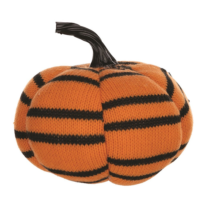 Melrose Plush Halloween Striped Pumpkin, 5"H, Orange/Black - 45673DS