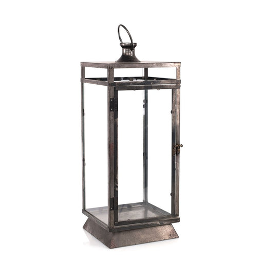Melrose International Grey Distressed Metal Box Lantern 26.5"H, Black - 45704DS