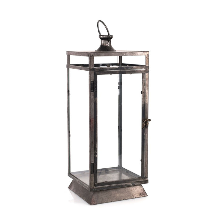 Melrose International Grey Distressed Metal Box Lantern 26.5"H, Black - 45704DS