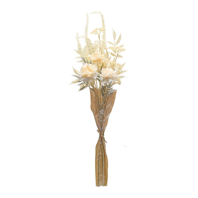 Melrose International Bleached Zinnia Bouquet, Set of 2, Beige - 45831DS