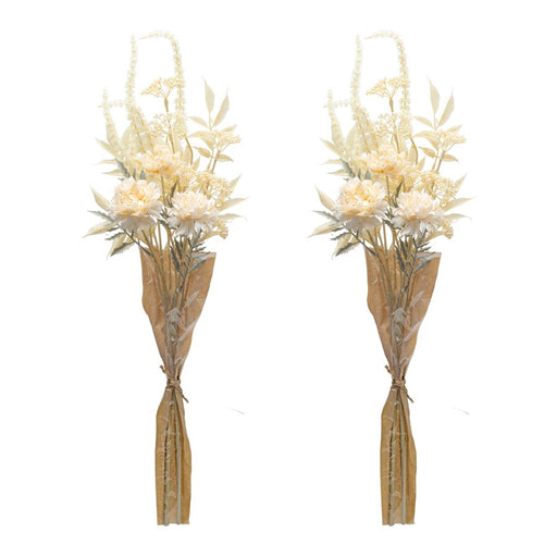 Melrose International Bleached Zinnia Bouquet, Set of 2, Beige