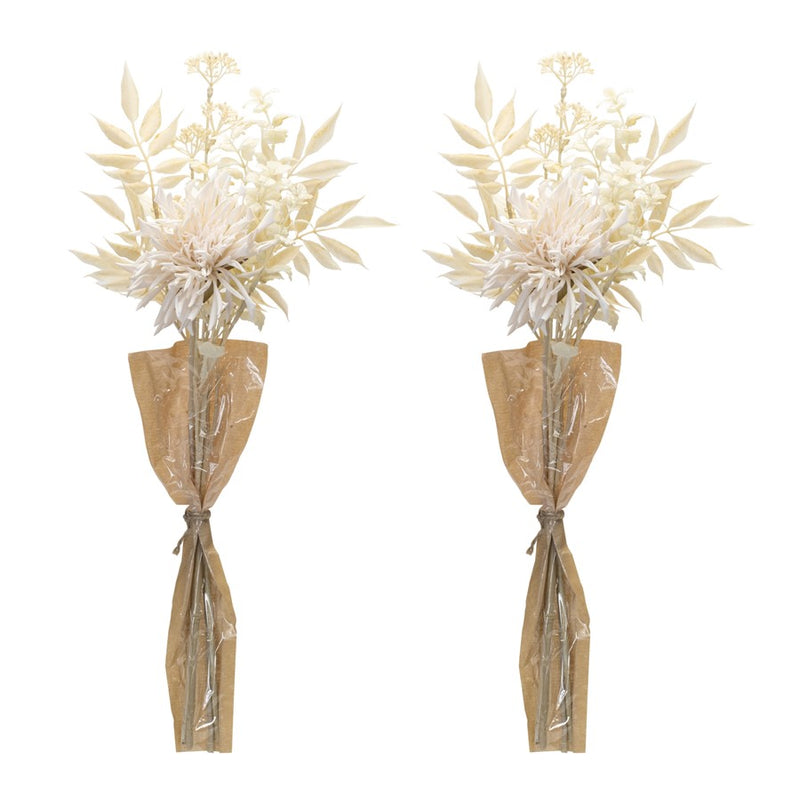 Melrose International Bleached Chrysanthemum Bouquet, Set of 2, Beige