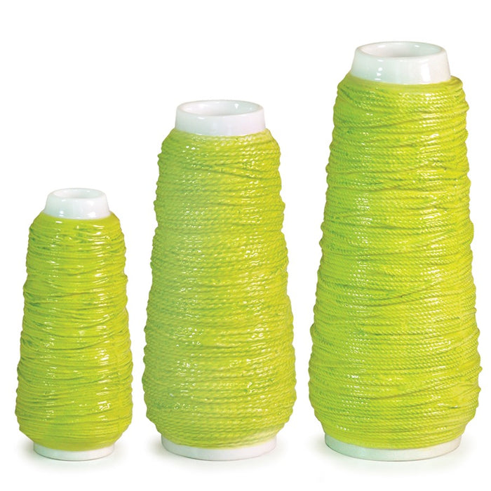 Melrose International Yarn Spool Vase, Set of 6, Green/Yellow - 46505DS