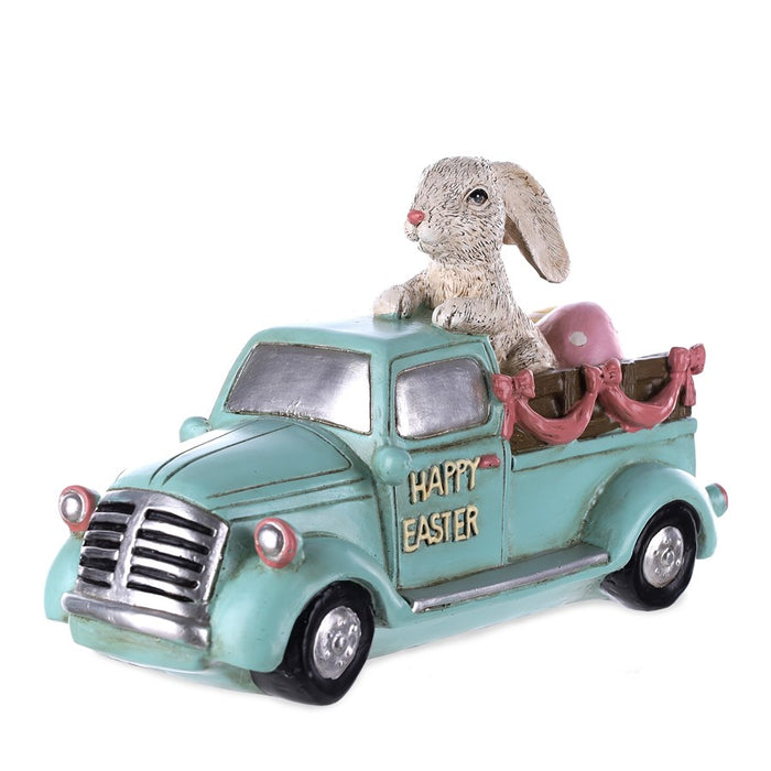 Melrose International Easter Bunny, Car Figurine 9.5"L, Blue - 47111DS