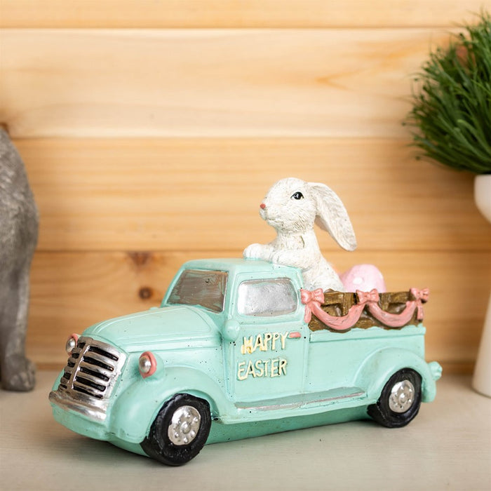 Melrose International Easter Bunny, Car Figurine 9.5"L, Blue