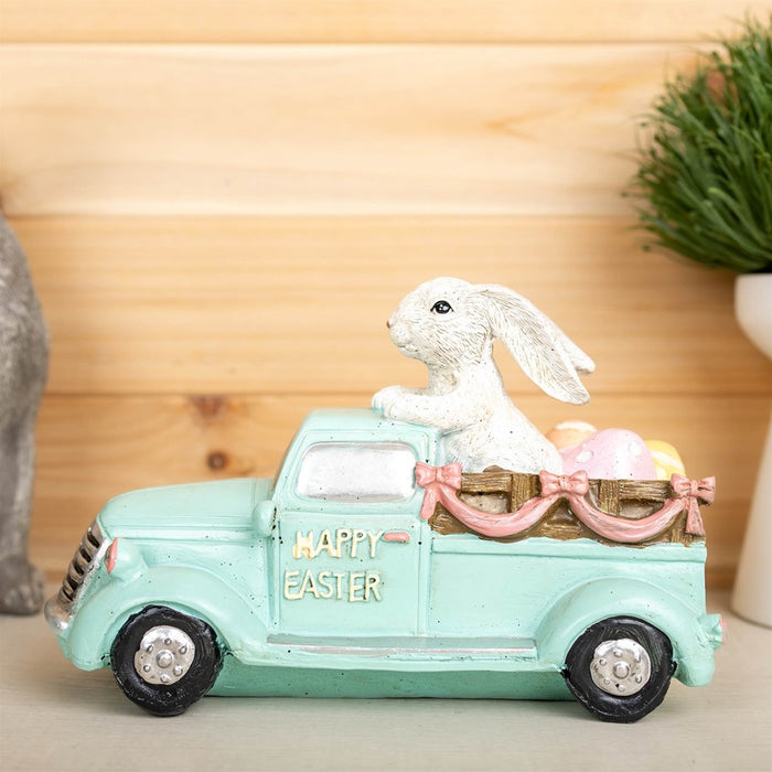Melrose International Easter Bunny, Car Figurine 9.5"L, Blue