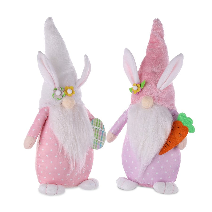 Melrose Plush Easter Bunny Gnome Shelf Sitter, Set of 2, Pink/Purple - 47112DS