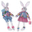 Melrose Plush Plaid Easter Rabbit Shelf Sitter, Set of 2, White/Pink/B - 47114DS