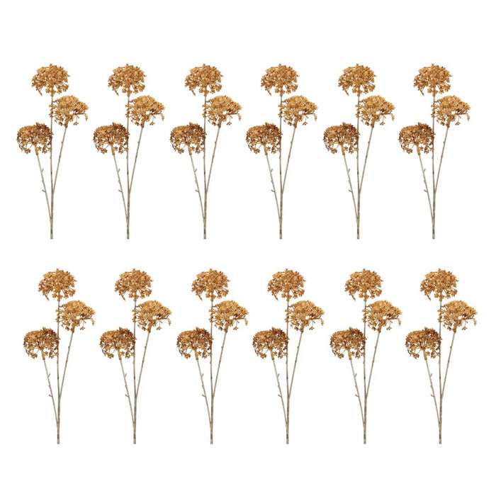 Melrose International Golden Hydrangea Stem, Set of 12, Yellow