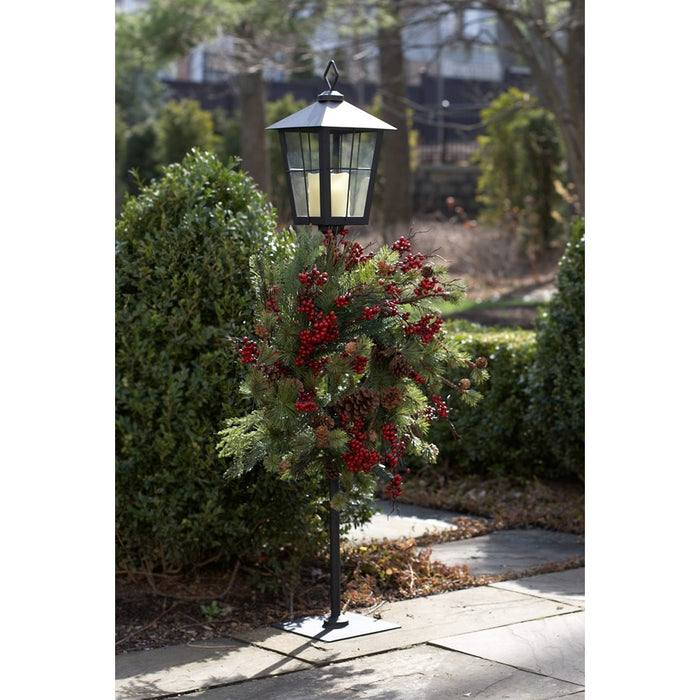 Melrose International Metal Lantern Post/Wreath Holder 43.25"H, Black - 49117DS