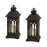 Melrose International Black Metal Lantern/LED Candle, Set of 2 - 50209DS