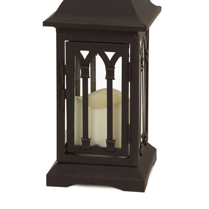 Melrose International Black Metal Lantern/LED Candle, Set of 2