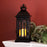 Melrose International Black Metal Lantern/LED Candle, Set of 2