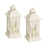 Melrose International Ivory Metal Lantern/LED Candle, Set of 2, Beige - 50219DS