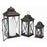Melrose International Iron Metal Floor Lantern, Set of 3, Black - 50220DS