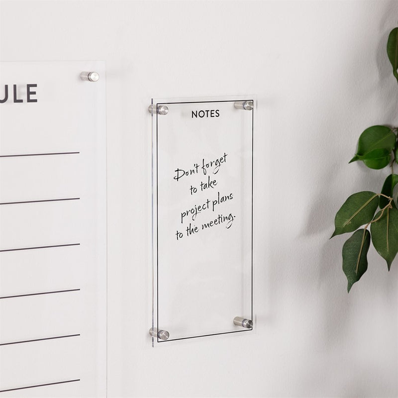 Melrose International Acrylic Dry Erase Notes Board 13"H, White