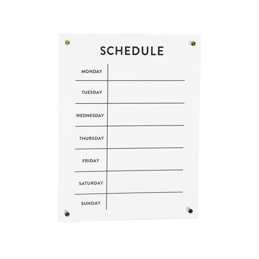 Melrose International Acrylic Dry Erase Weekly Calender 19"H, White - 51044DS