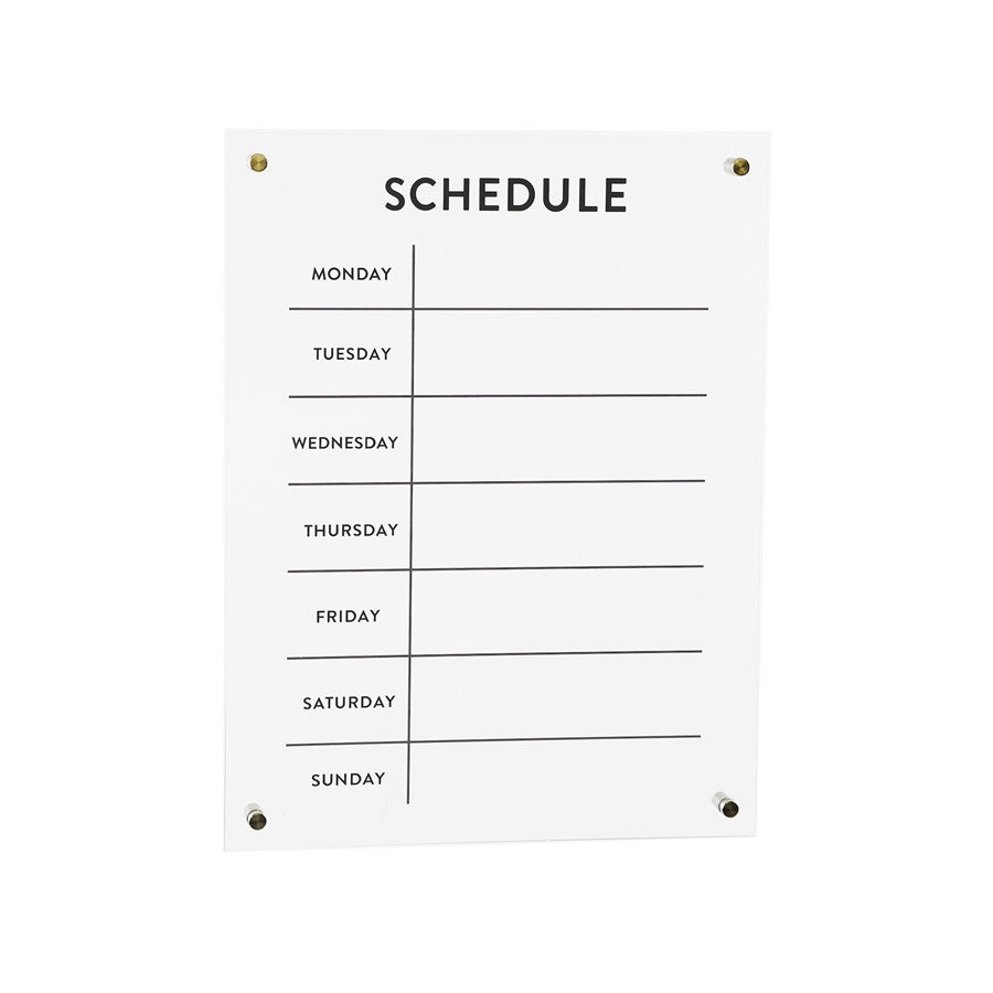 Melrose International Acrylic Dry Erase Weekly Calender 19"H, White - 51044DS