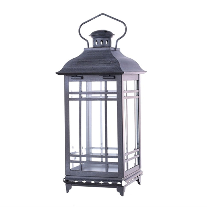 Melrose International Traditional Metal Lantern, Set of 3, Grey/White