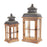 Melrose International Rustic Wood/Metal Lantern, Set of 2, Brown/Black - 54161DS