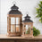 Melrose International Rustic Wood/Metal Lantern, Set of 2, Brown/Black
