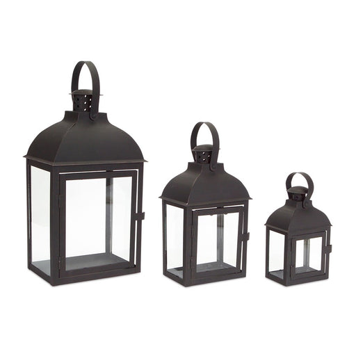 Melrose International Modern Black Metal Lantern, Set of 3 - 54166DS