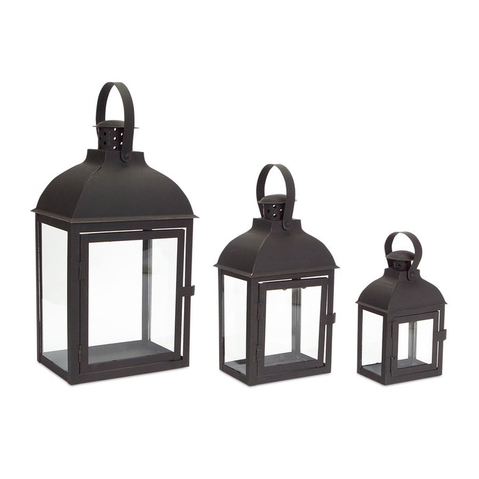 Melrose International Modern Black Metal Lantern, Set of 3 - 54166DS