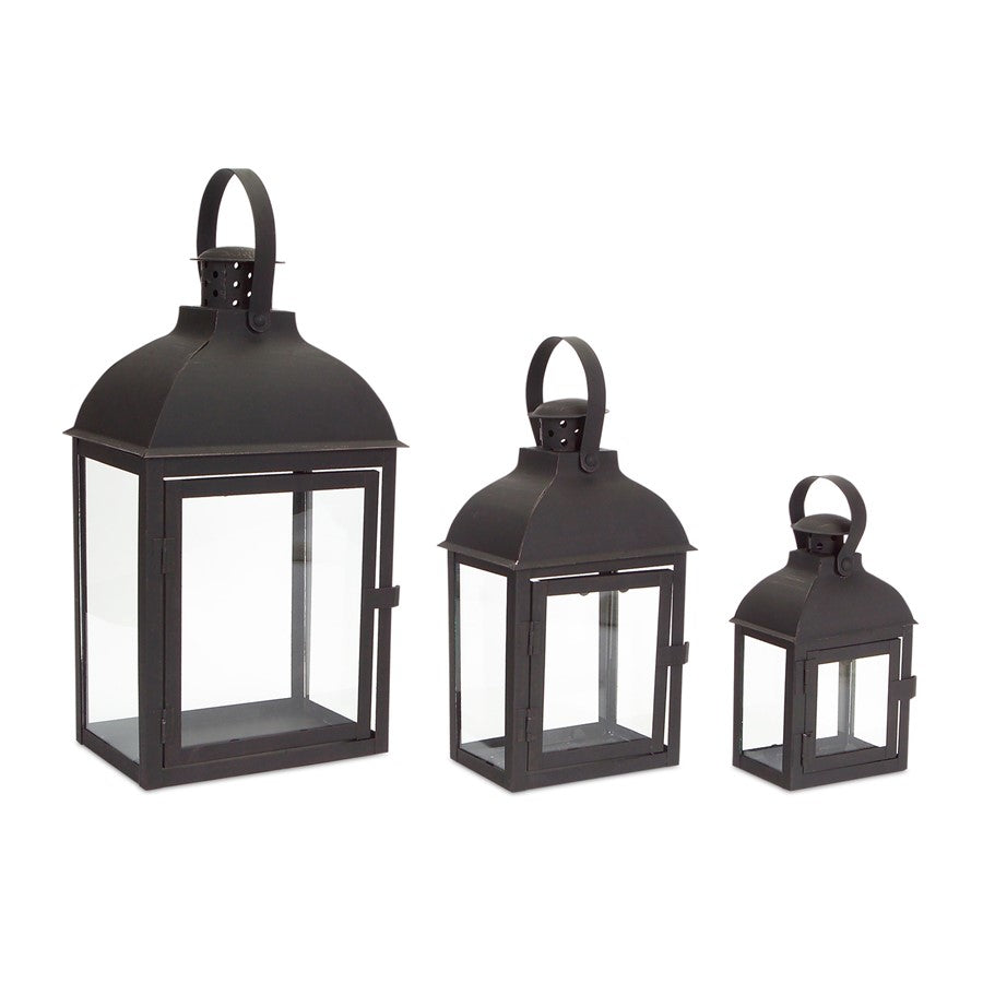 Melrose International Modern Black Metal Lantern, Set of 3 - 54166DS