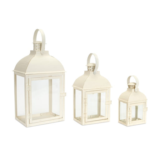 Melrose International Modern Ivory Metal Lantern, Set of 3 - 54167DS