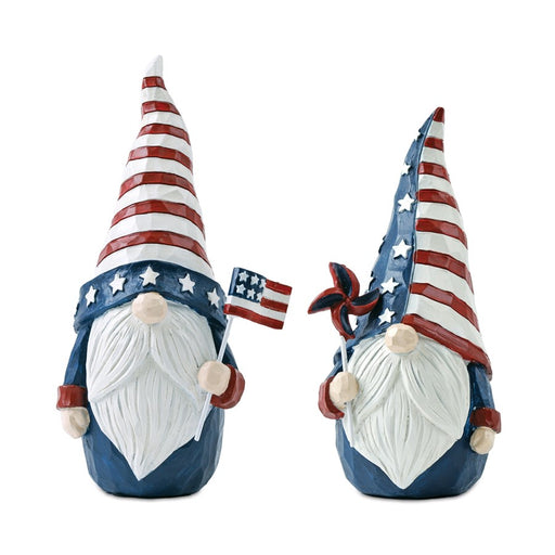 Melrose Americana Gnome Figurine, Set of 2, Red/White/Blue - 55527DS