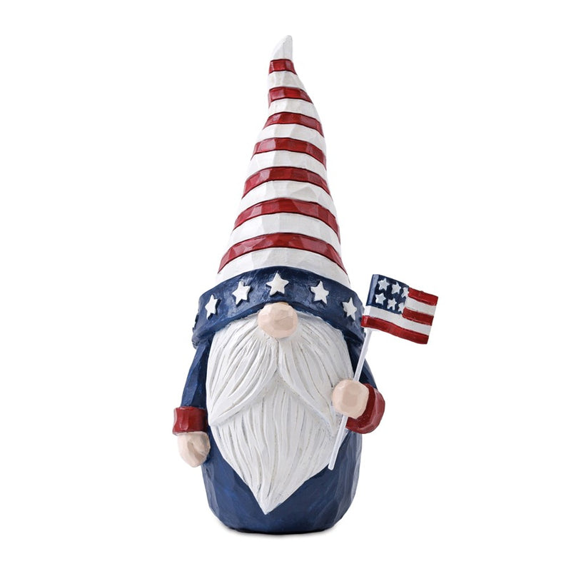 Melrose Americana Gnome Figurine (Set of 2), Red/White/Blue