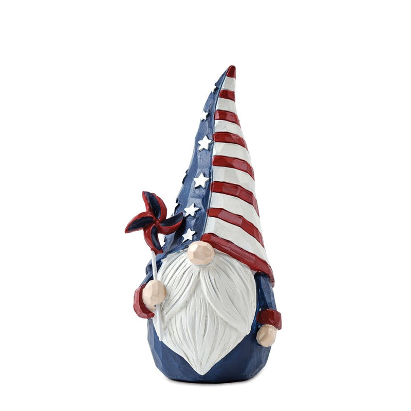 Melrose Americana Gnome Figurine (Set of 2), Red/White/Blue
