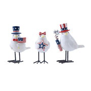 Melrose Americana Bird Figurine (Set of 3), Red/White/Blue - 55528DS