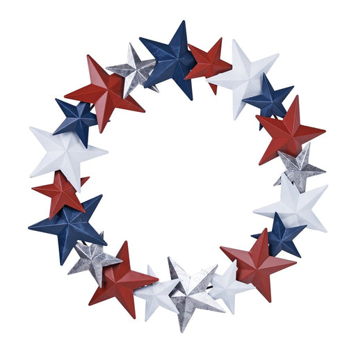 Melrose International Americana Metal Star Wreath 18"D, Red/White/Blue - 55529DS