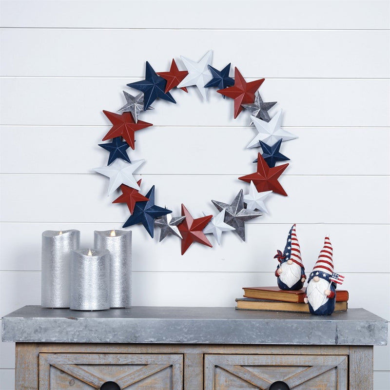 Melrose Americana Metal Star Wreath 18"D, Red/White/Blue